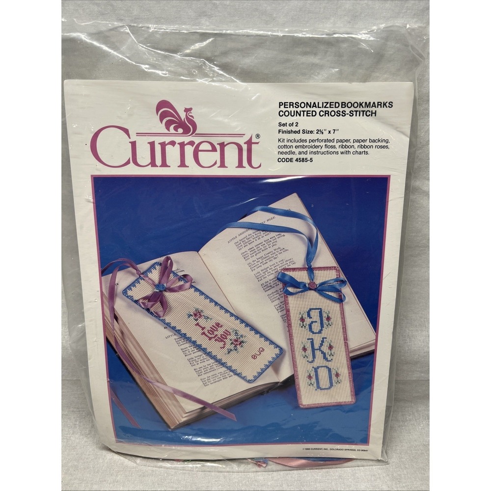 Vintage  Current Counted Cross-Stitch Personalized Bookmarks Kit Set Of 2 New